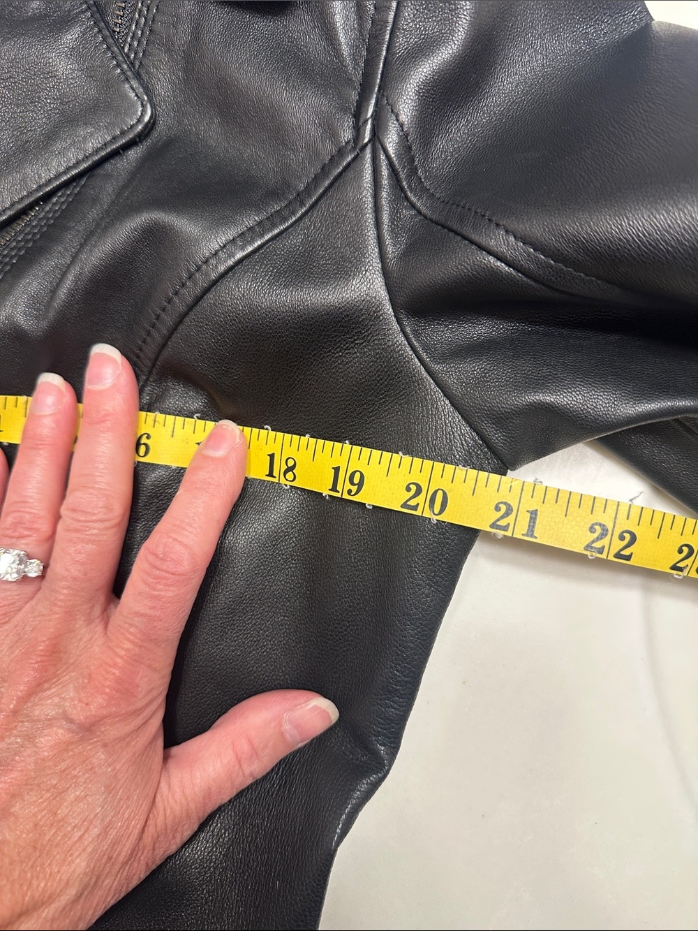 Charter Club Black Leather Moto-Style Zip Jacket - Picture 10 of 16